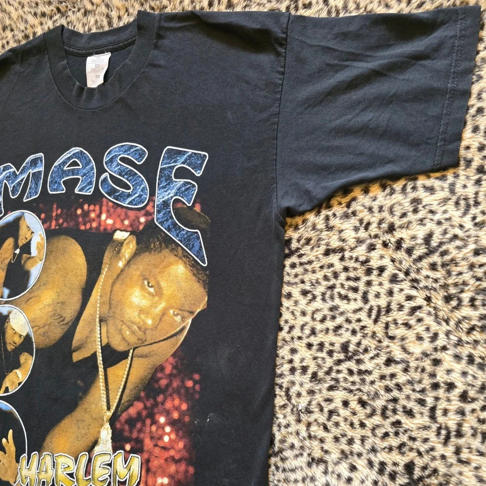 Vintage 1990s Mase x Puff Daddy Harlem World Feel So Good Faded Black Rap Tee